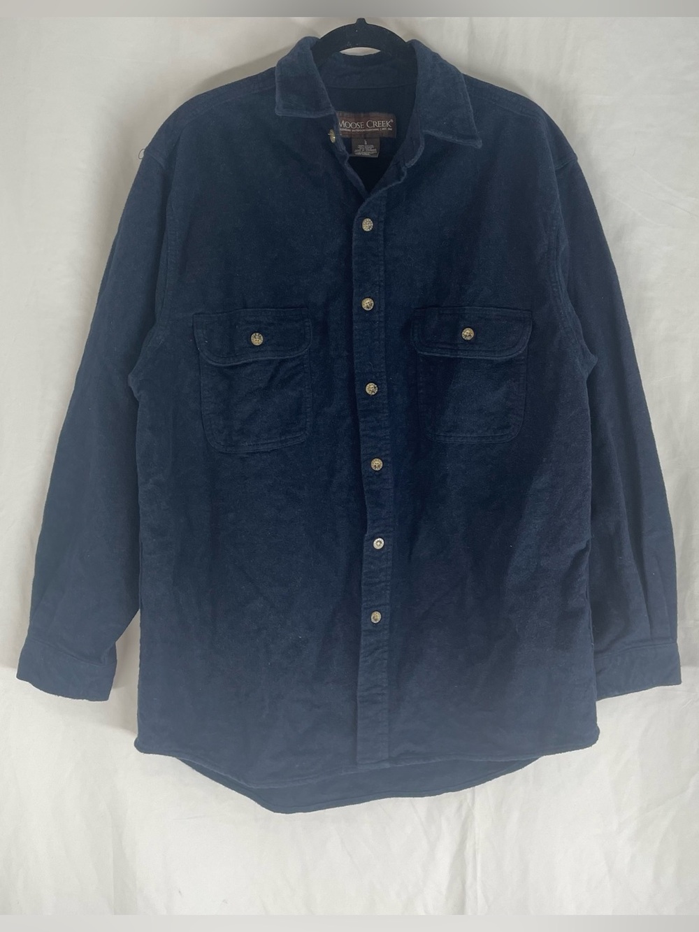 Men’s Navy Blue Moose Creek 100% Cotton Flannel Shirt- Size L